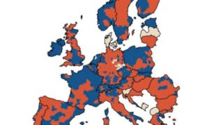 Europe population ~ blue denotes increase - red denotes decrease