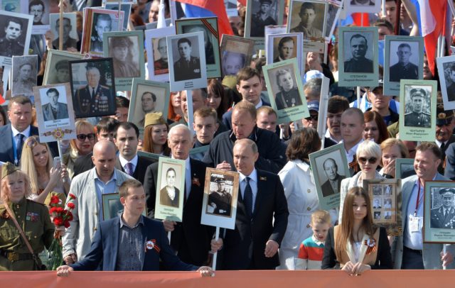 Putin leads the Immoral battalion parade in 2015