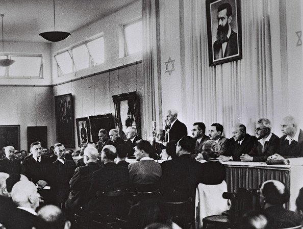 Ben-Gurion reads the declaration for the first time