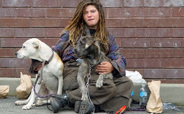 homeless woman