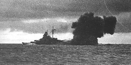 Bismarck firing at HMS Hood