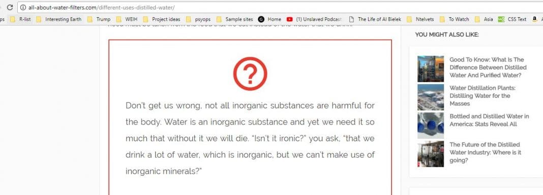 implies water inorganic -we are mode up of water.