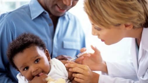 child receiving vacc